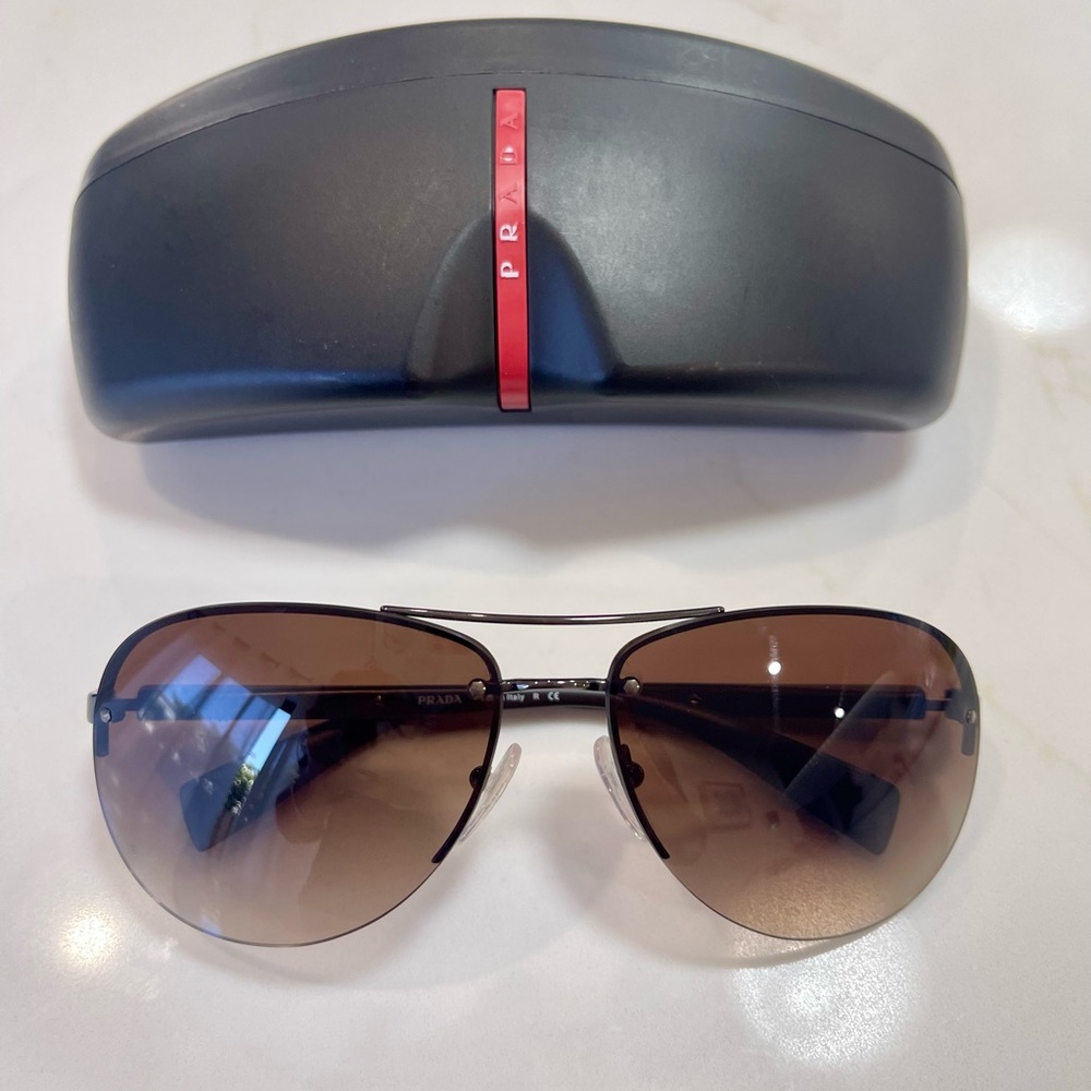 Prada Black and Brown Aviator Sunglasses Authentic